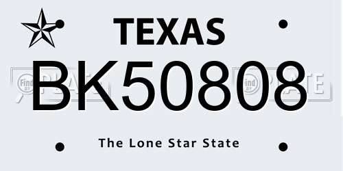 BK50808 Texas License Plate