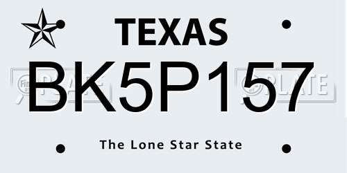 BK5P157 Texas License Plate