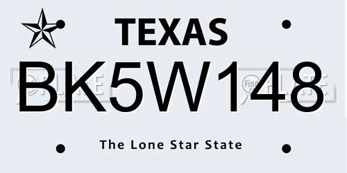 BK5W148 Texas License Plate