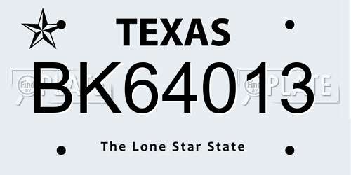 BK64013 Texas License Plate
