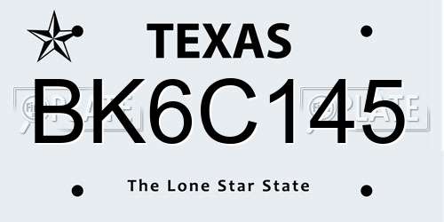 BK6C145 Texas License Plate