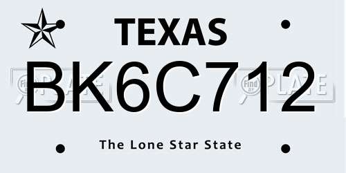 BK6C712 Texas License Plate