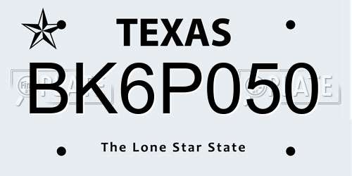 BK6P050 Texas License Plate