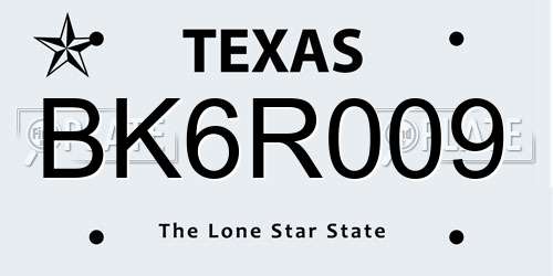 BK6R009 Texas License Plate