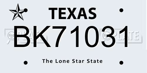 BK71031 Texas License Plate