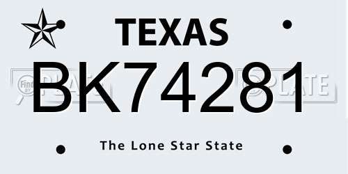 BK74281 Texas License Plate