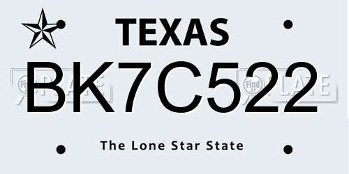 BK7C522 Texas License Plate