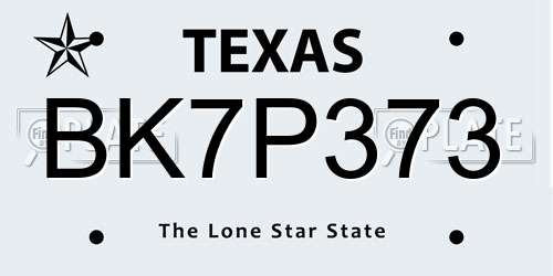 BK7P373 Texas License Plate