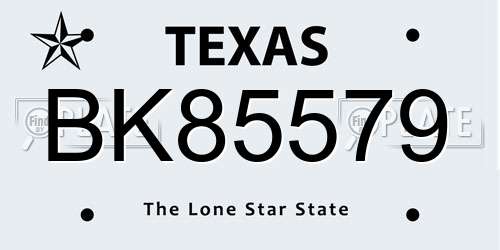 BK85579 Texas License Plate