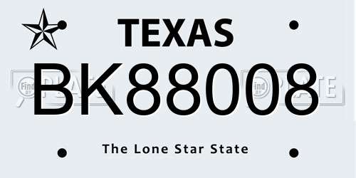BK88008 Texas License Plate