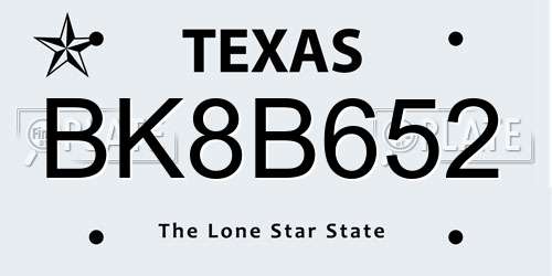 BK8B652 Texas License Plate