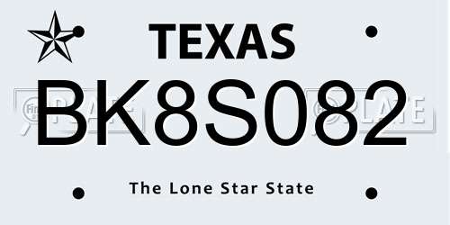 BK8S082 Texas License Plate