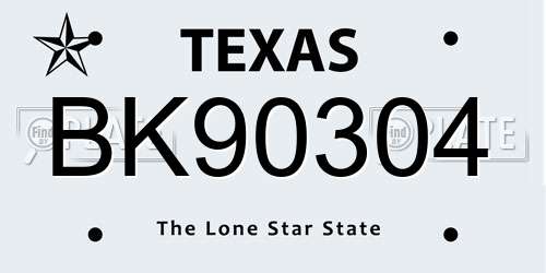 BK90304 Texas License Plate