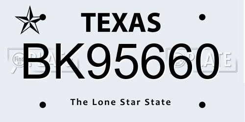 BK95660 Texas License Plate