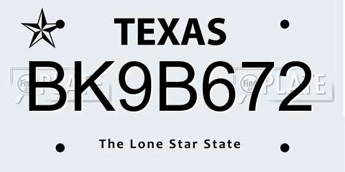 BK9B672 Texas License Plate