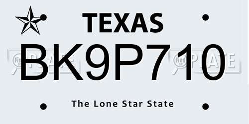 BK9P710 Texas License Plate