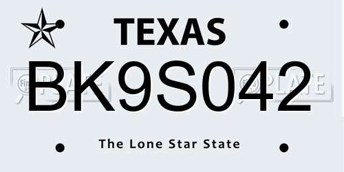 BK9S042 Texas License Plate