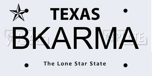 BKARMA Texas License Plate