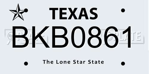 BKB0861 Texas License Plate