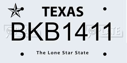 BKB1411 Texas License Plate