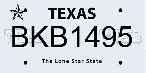 BKB1495 Texas License Plate