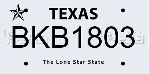 BKB1803 Texas License Plate