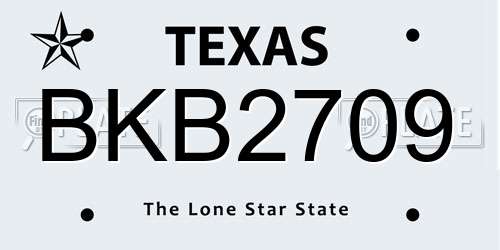 BKB2709 Texas License Plate