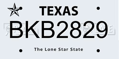 BKB2829 Texas License Plate