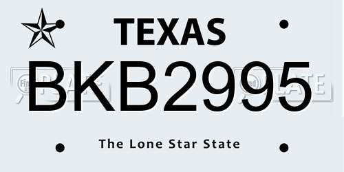BKB2995 Texas License Plate