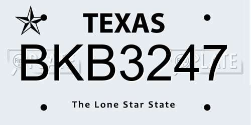 BKB3247 Texas License Plate