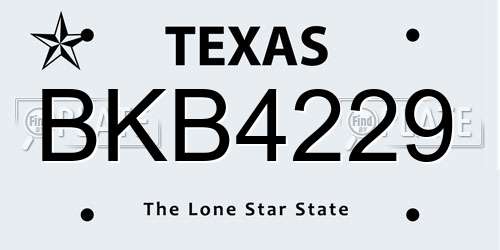 BKB4229 Texas License Plate