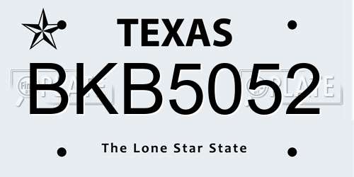 BKB5052 Texas License Plate