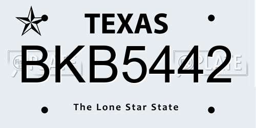 BKB5442 Texas License Plate