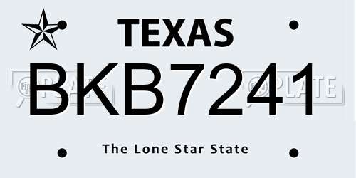BKB7241 Texas License Plate