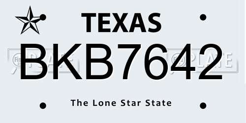 BKB7642 Texas License Plate