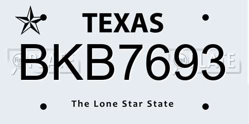 BKB7693 Texas License Plate