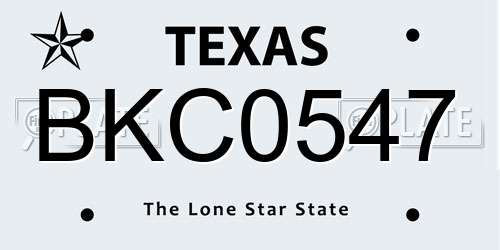 BKC0547 Texas License Plate