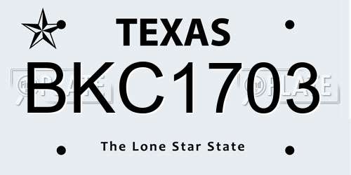 BKC1703 Texas License Plate