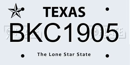 BKC1905 Texas License Plate