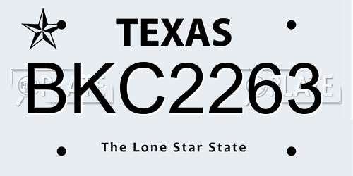 BKC2263 Texas License Plate