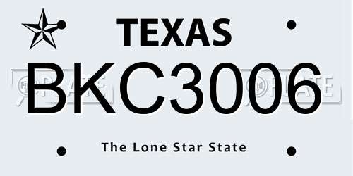 BKC3006 Texas License Plate