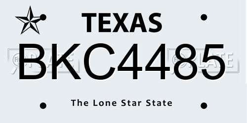 BKC4485 Texas License Plate
