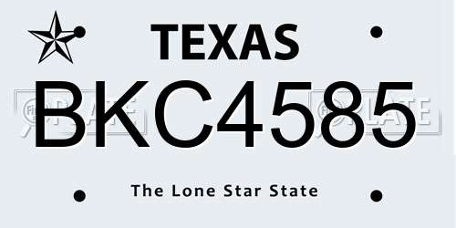 BKC4585 Texas License Plate
