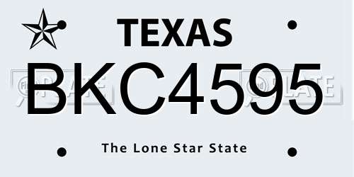 BKC4595 Texas License Plate