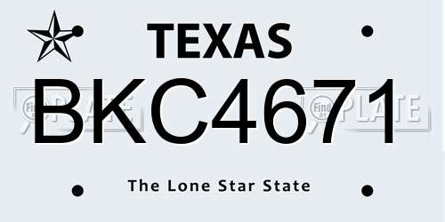 BKC4671 Texas License Plate