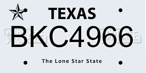 BKC4966 Texas License Plate