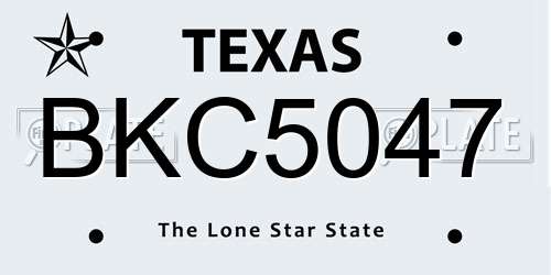 BKC5047 Texas License Plate