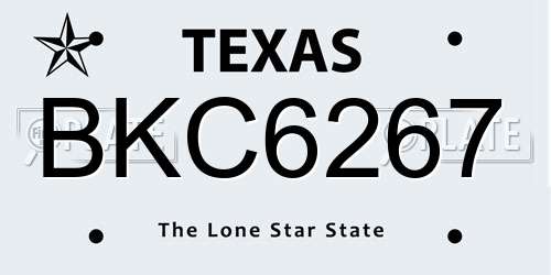 BKC6267 Texas License Plate
