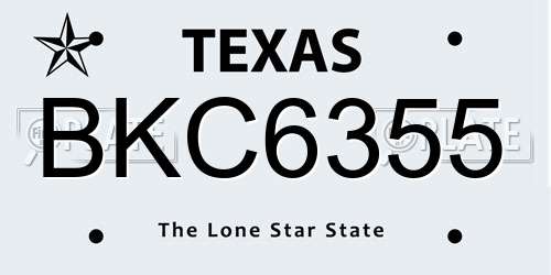 BKC6355 Texas License Plate