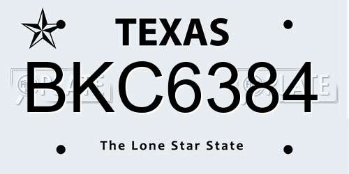 BKC6384 Texas License Plate